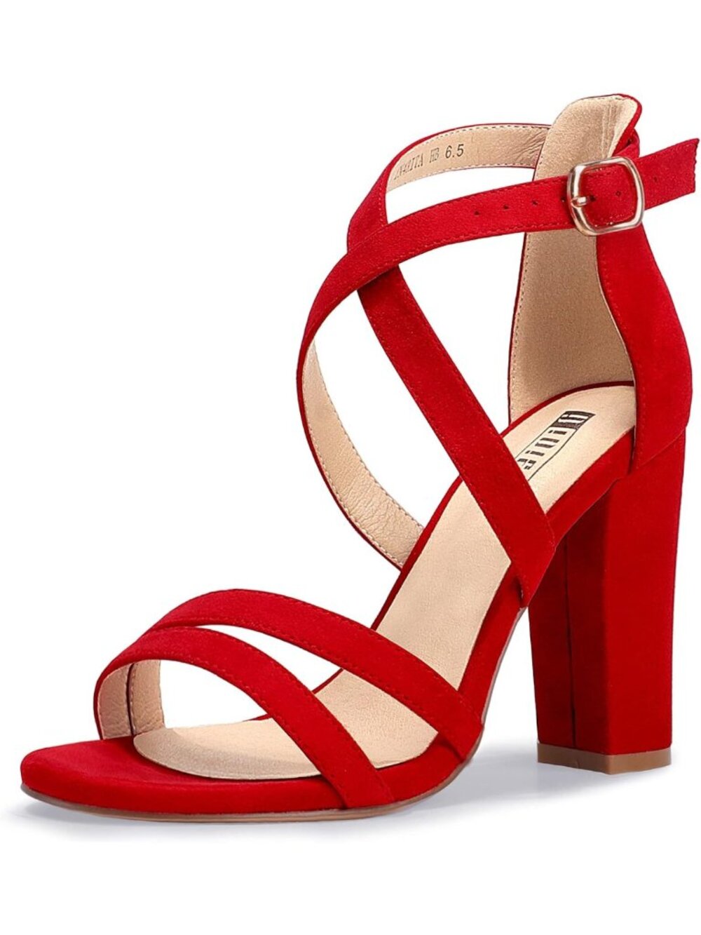 Strappy Chunky Heels - High Open Toe Ankle Strap Sandals for Stylish Comfort